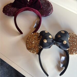Sequin Mouse Ears Headband - Black and Gold and Maroon